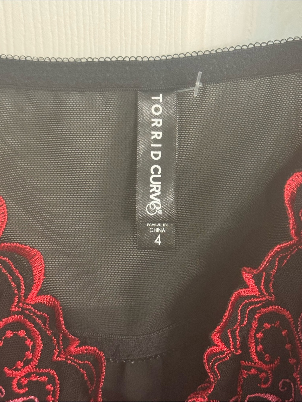 Torrid Curves Black Dress with Red Embroidered Detail